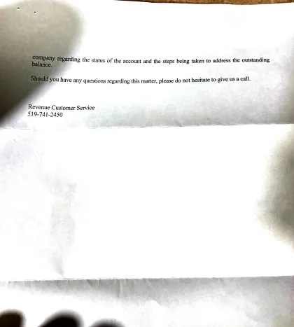 The same letter, page 2: the closing lines and the Revenue Customer Service number